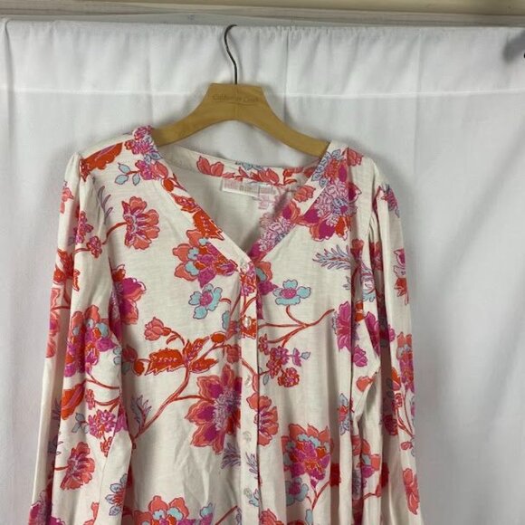 Belle By Kim Gravel Floral Print Long sleeve Blouse Women 1X. - Picture 3 of 13